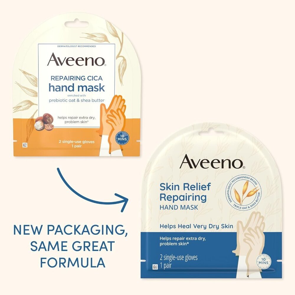 Skin Relief Repairing Hand Mask, Moisturizing Gloves with Prebiotic Oat & Shea B - Picture 2 of 9